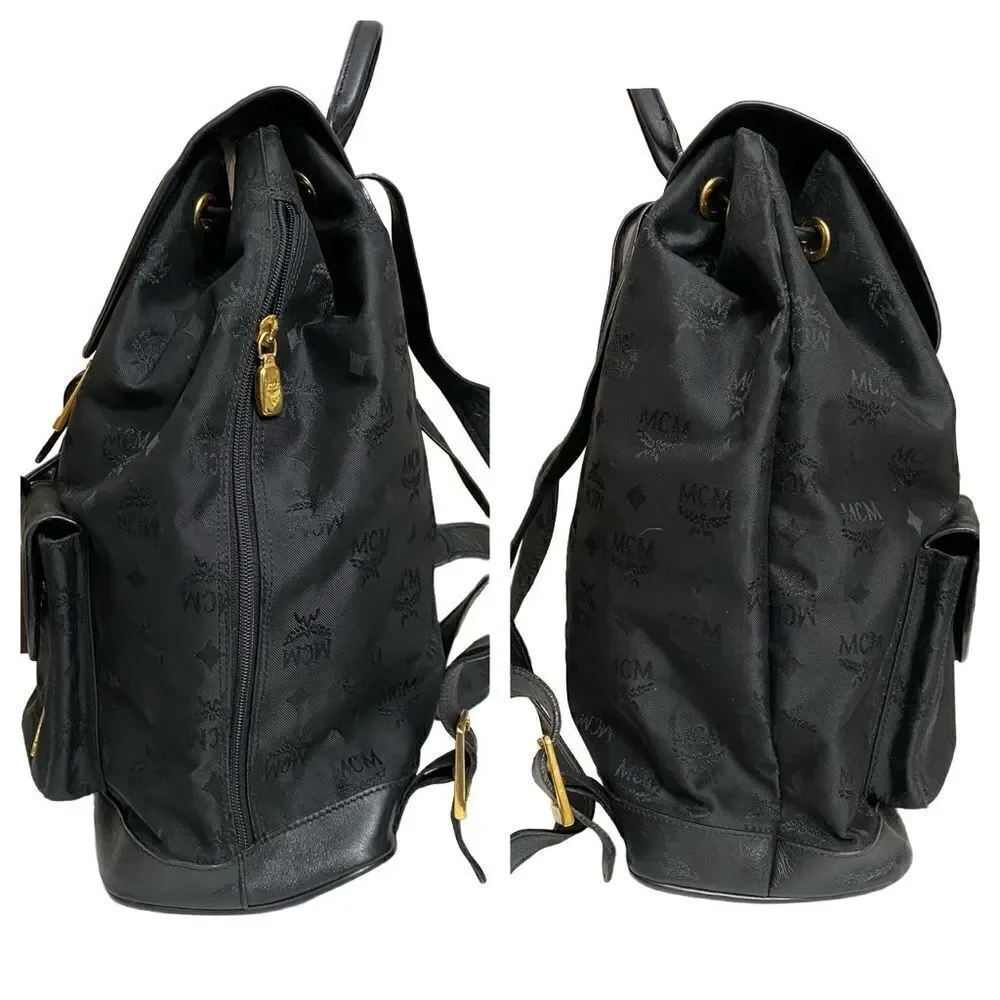 MCM Nylon Leather Backpack Black  Y0130